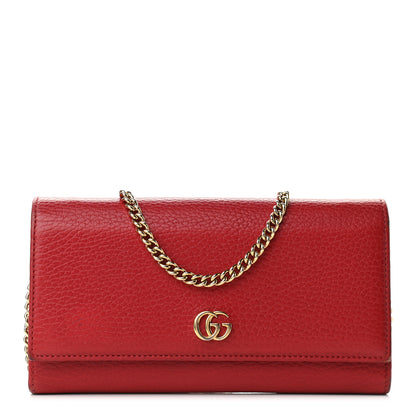 Gucci Dollar Calfskin Petite GG Marmont Wallet Chain Bag Hibiscus Red 1 of 9