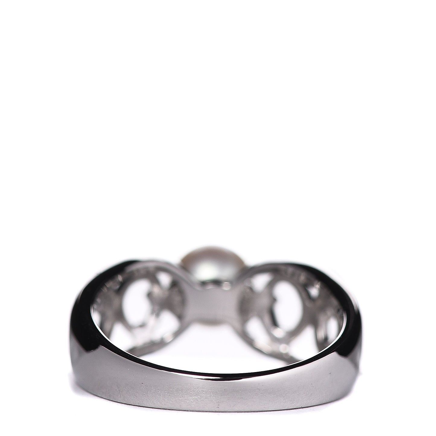 18K White Gold Akoya Pearl 6mm Band Ring 50 5.25