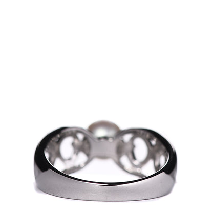 Mikimoto 18K White Gold Akoya Pearl 6mm Band Ring 50 5.25 4 of 5