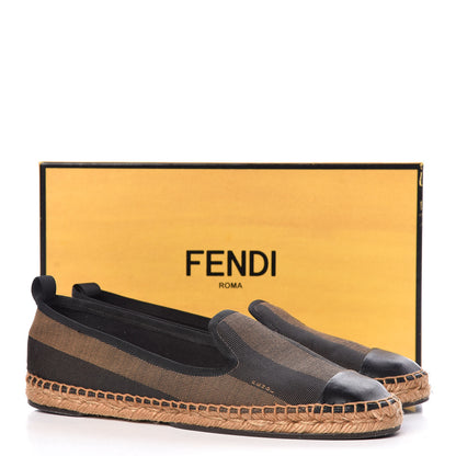Fendi Canvas Pequin Espadrilles 41 Tobacco Black 11 of 11