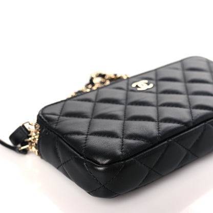 Chanel Lambskin Quilted Small Clutch With Chain Black 9 of 10