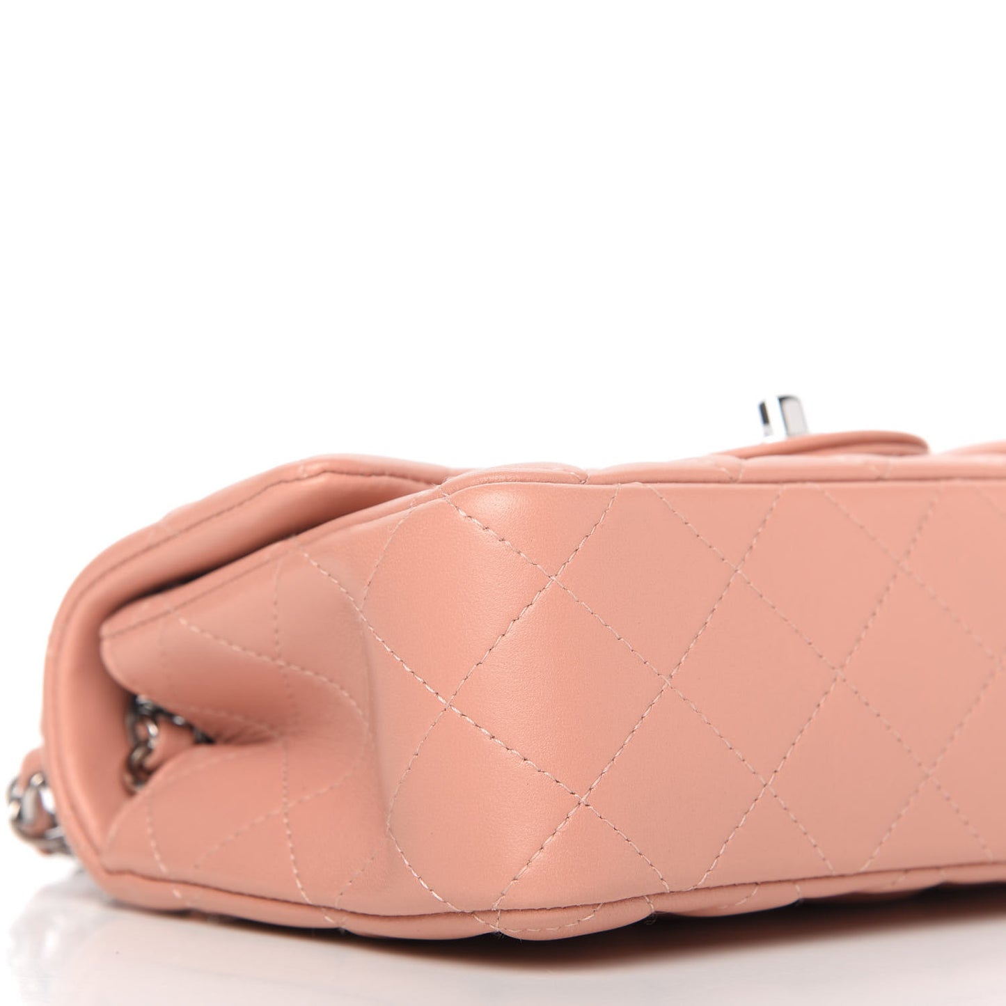 Lambskin Quilted Mini Rectangular Flap Light Pink