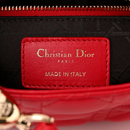 Christian Dior Lambskin Cannage Mini Lady Dior Red 6 of 11