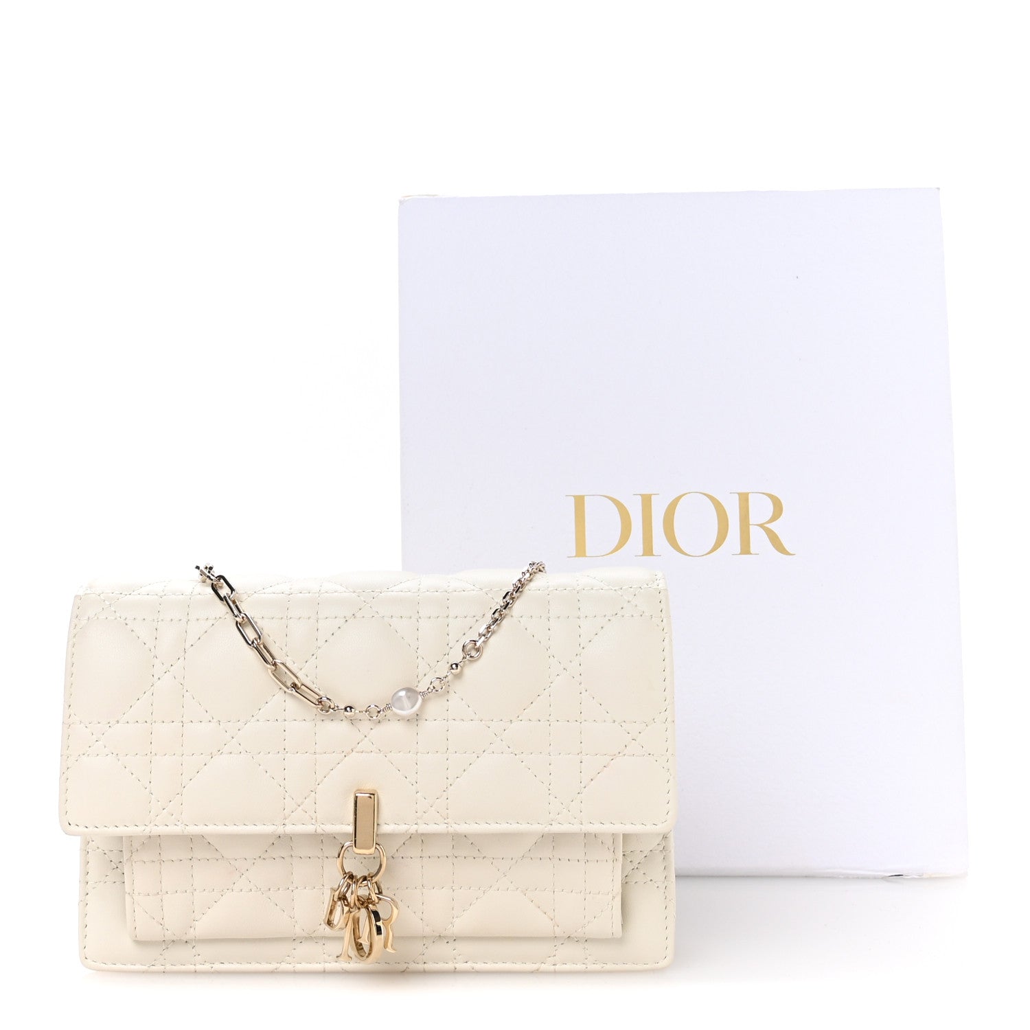 Christian Dior Lambskin Chain Lady Dior Chain Pouch Latte 11 of 11