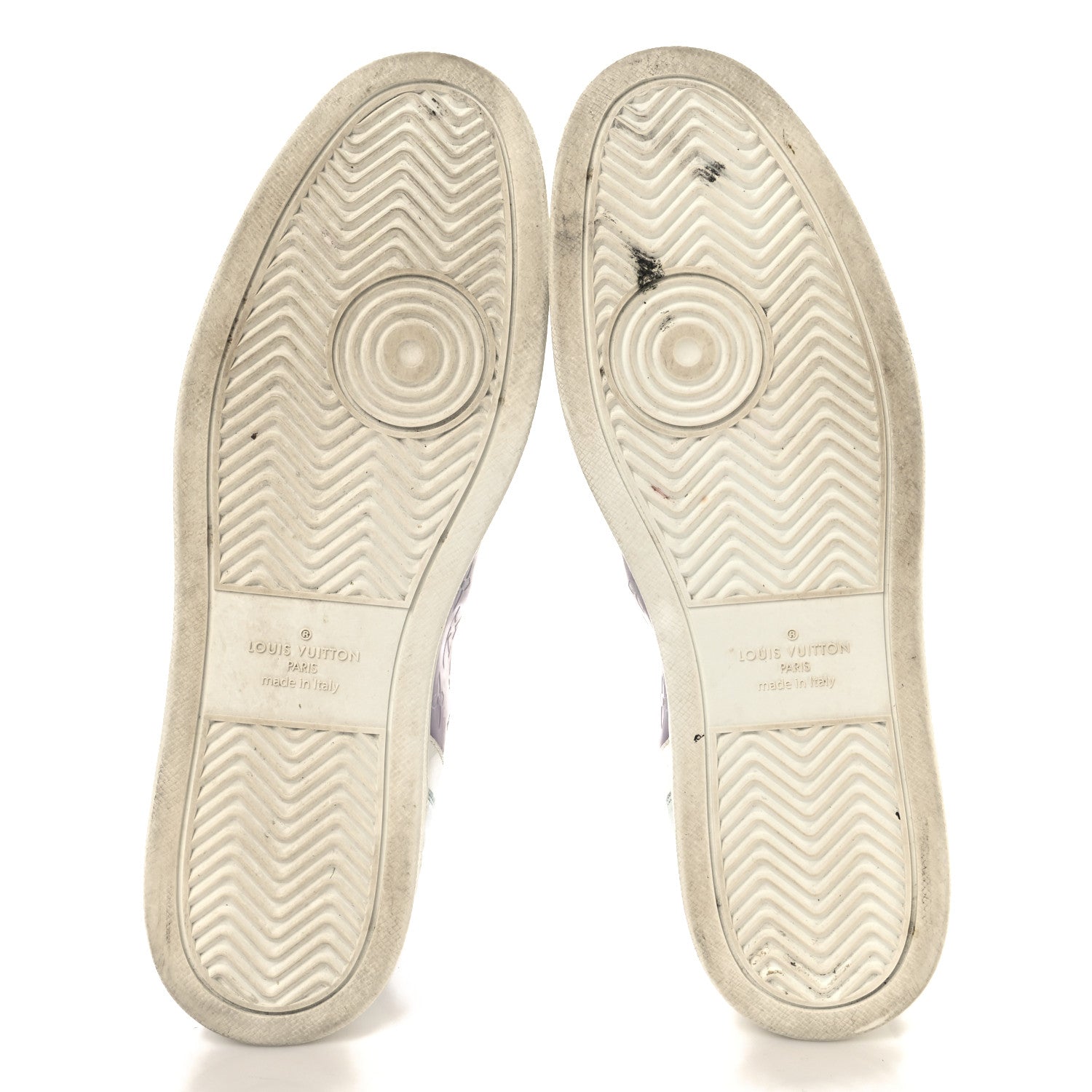 Louis Vuitton Calfskin Suede Monogram Mens Rivoli High Top Sneakers 10 White Multicolor 6 of 9