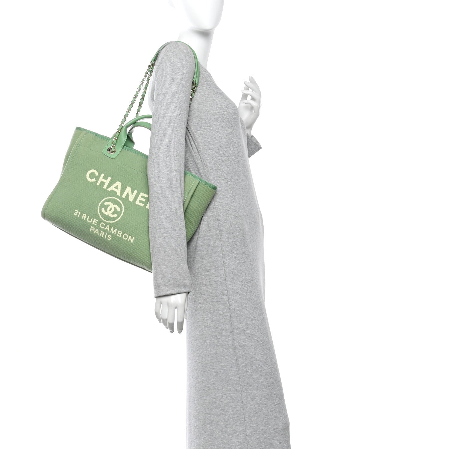 Chanel Mixed Fibers Small Deauville Tote Green 2 of 11