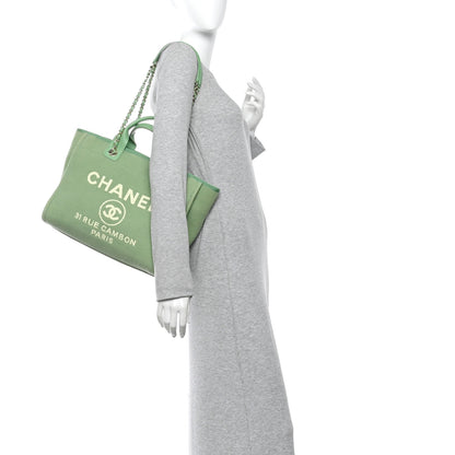 Chanel Mixed Fibers Small Deauville Tote Green 2 of 11
