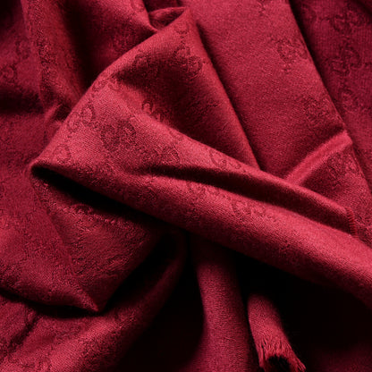 Gucci Cashmere GG Monogram Gem Lux Scarf Bordeaux 3 of 5