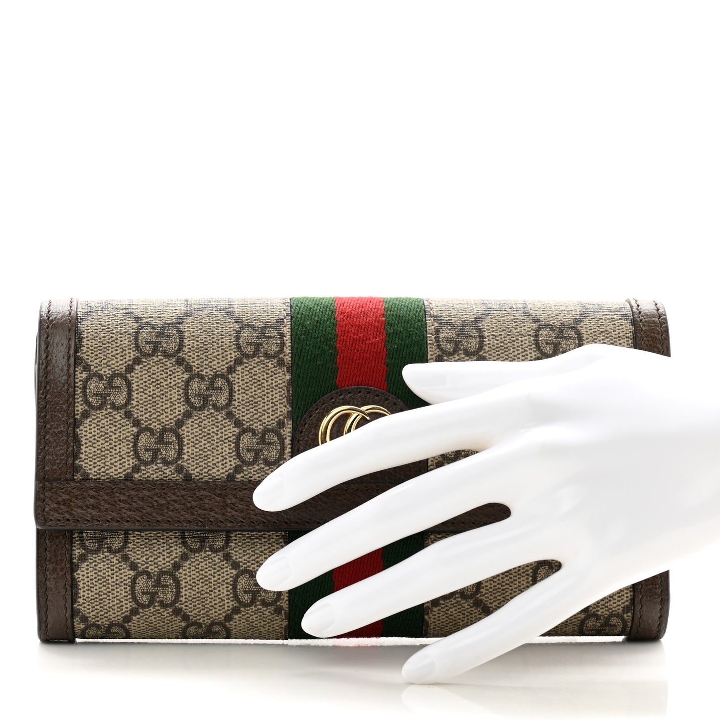 GG Supreme Monogram Web Ophidia Continental Wallet Brown