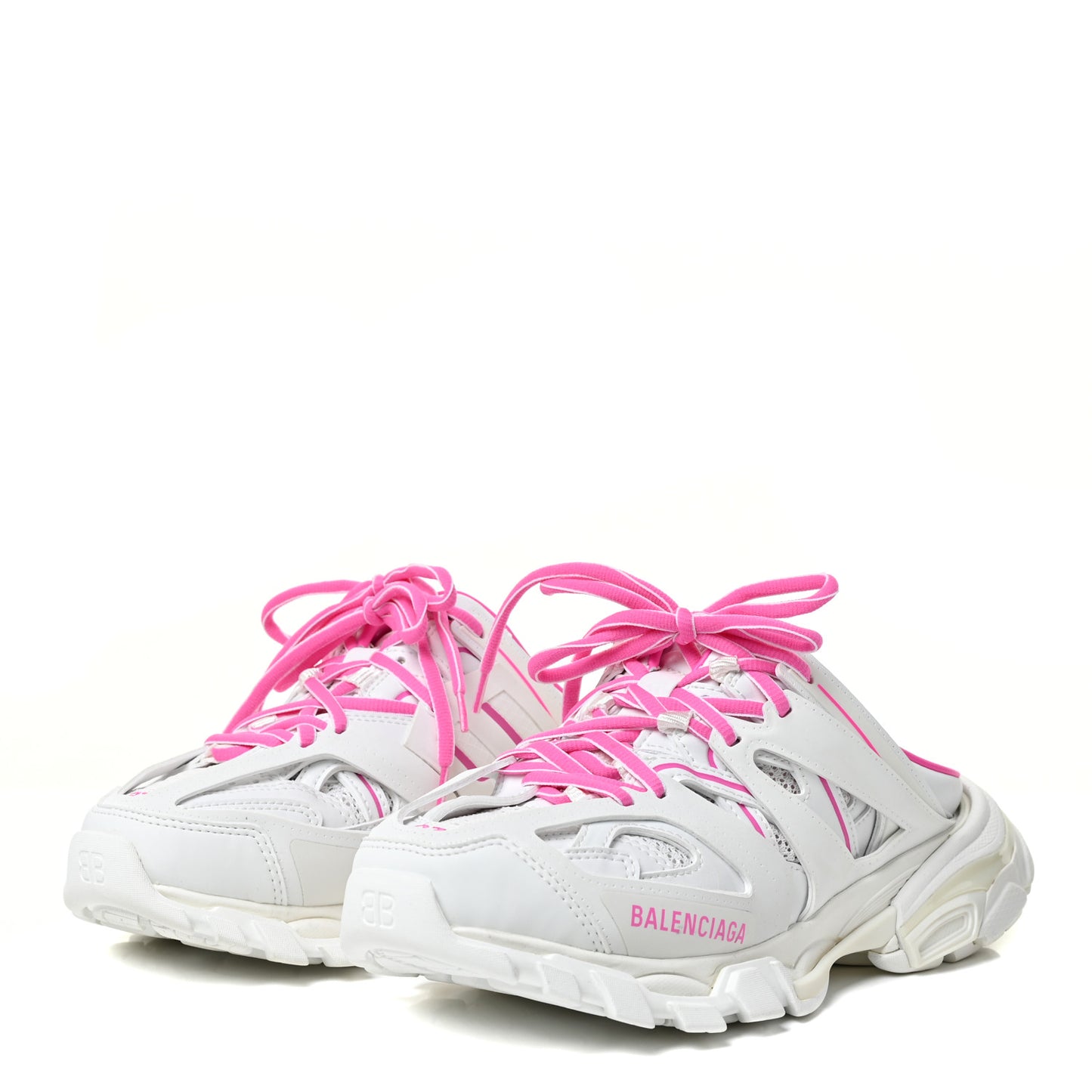 Mesh Rubber Bi-Color Womens Track Mules 37 White Fluo Pink