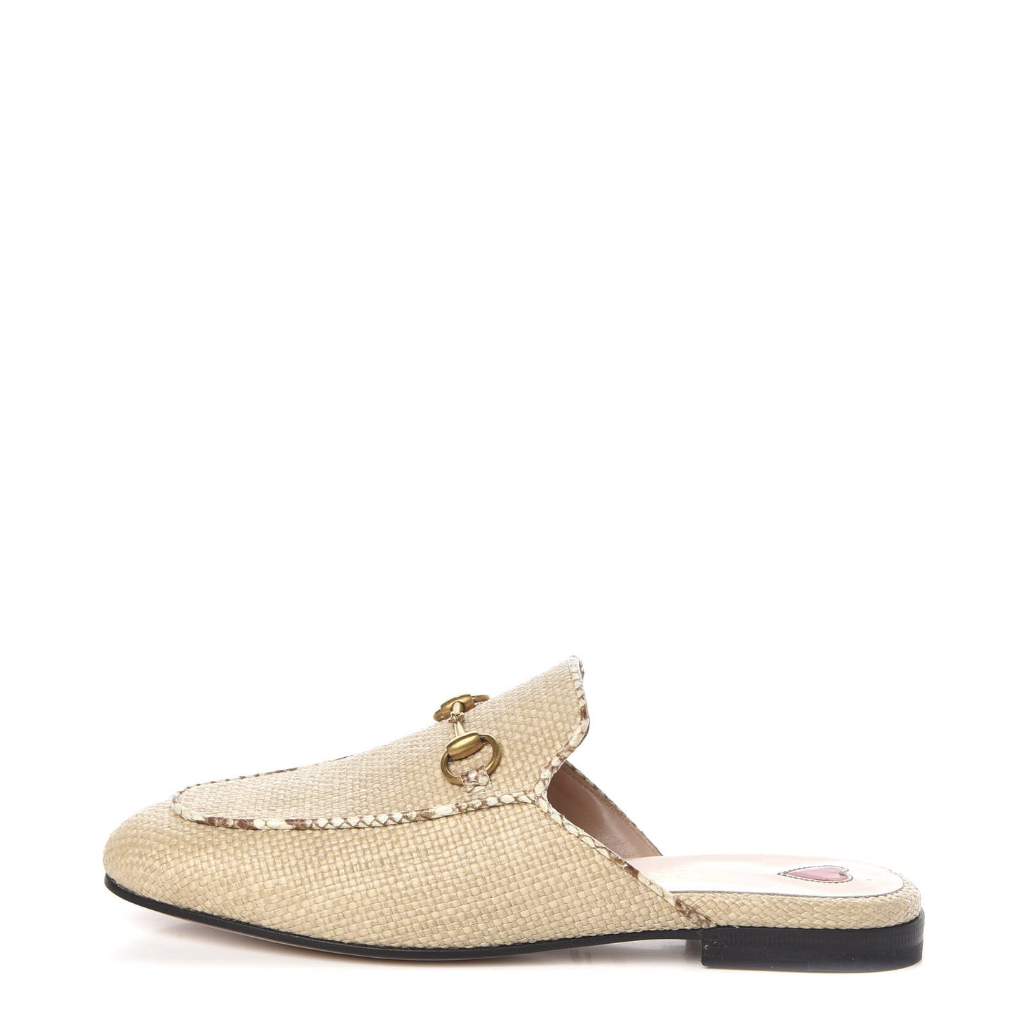 Straw Elaphe Womens Princetown Slippers 36.5 Natural Cream Brown