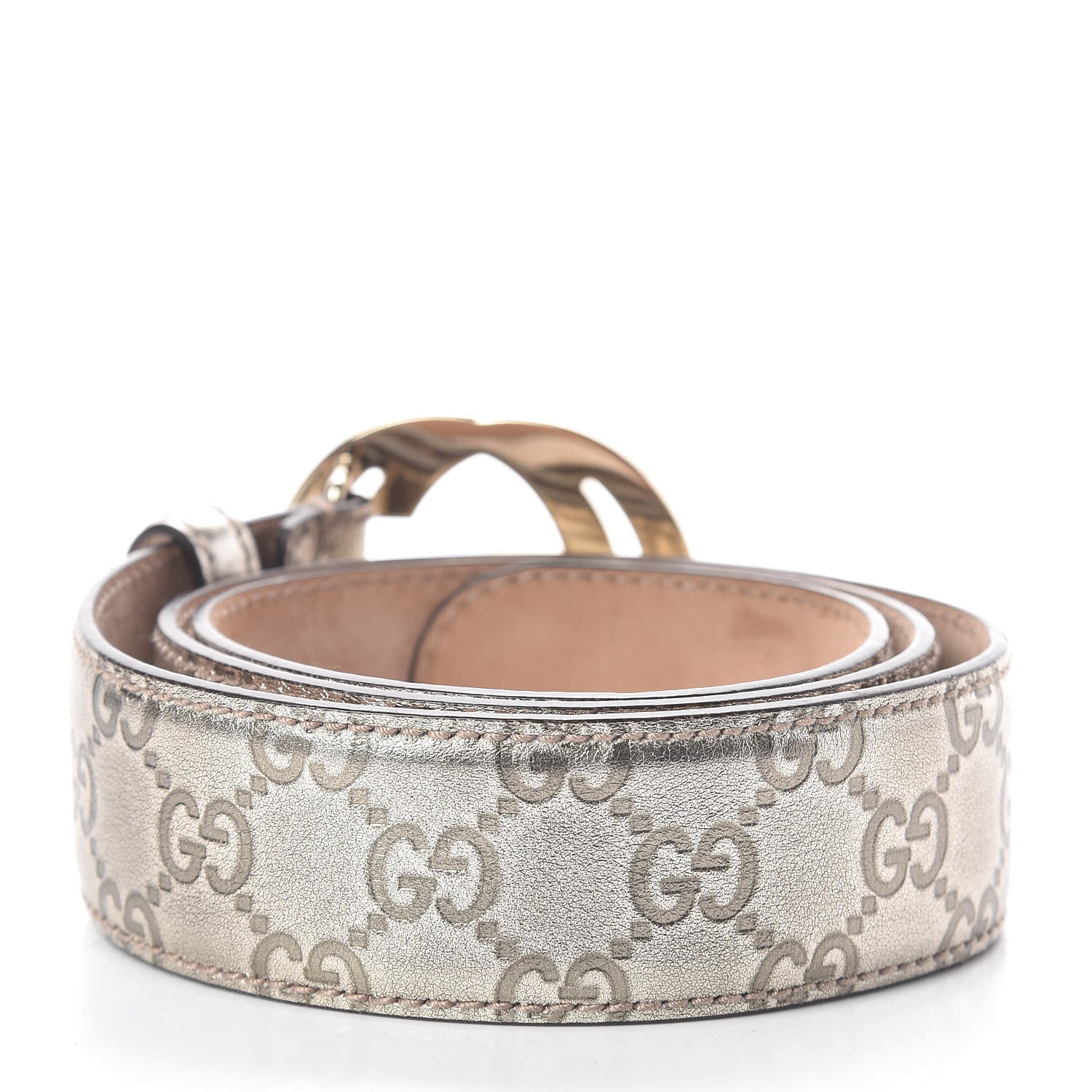 Gucci Metallic Guccissima Interlocking G Belt 90 36 Gold 3 of 6