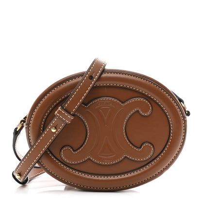 Celine Smooth Calfskin Cuir Small Triomphe Oval Crossbody Purse Tan 1 of 11