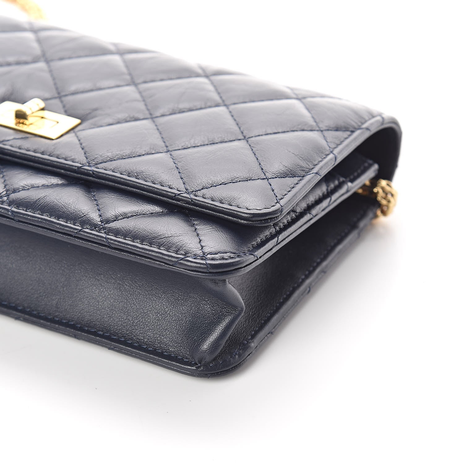 Chanel Aged Calfskin Quilted Reissue Wallet On Chain WOC Navy 10 of 11