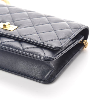 Chanel Aged Calfskin Quilted Reissue Wallet On Chain WOC Navy 10 of 11