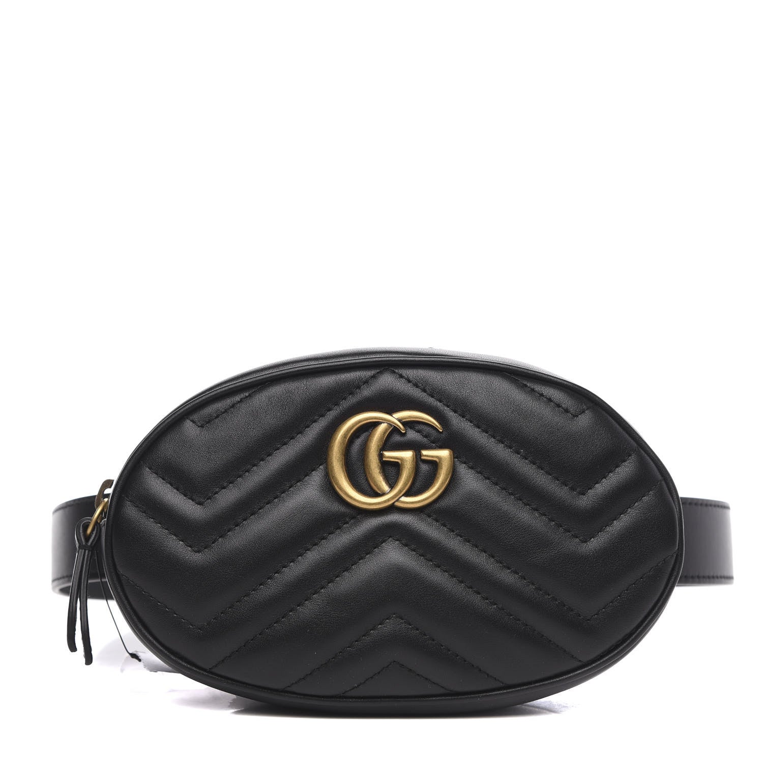 Gucci Calfskin Matelasse GG Marmont Belt Bag 75 30 Black 1 of 10