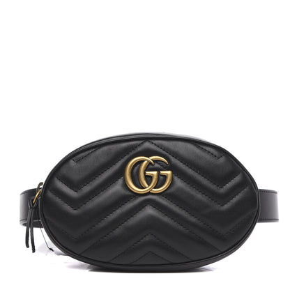 Gucci Calfskin Matelasse GG Marmont Belt Bag 75 30 Black 1 of 10