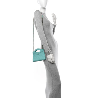 Chanel Shiny Crumpled Calfskin Quilted Nano 31 Shopping Bag Turquoise 2 of 11