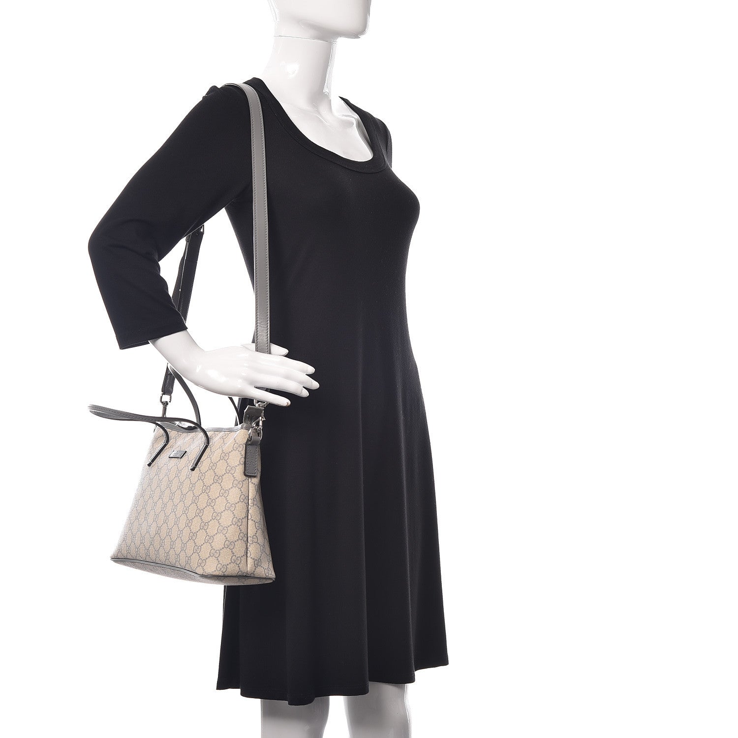 Gucci GG Supreme Monogram Small Zippered Tote Ecru Grigio 2 of 11