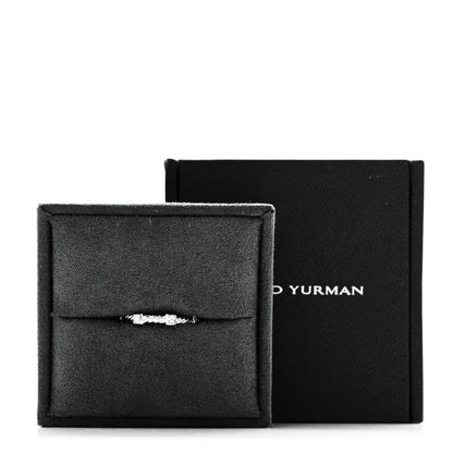 David Yurman 18K White Gold Diamond 2mm Cable Collectibles Stack Band Ring 50 5.25 6 of 6