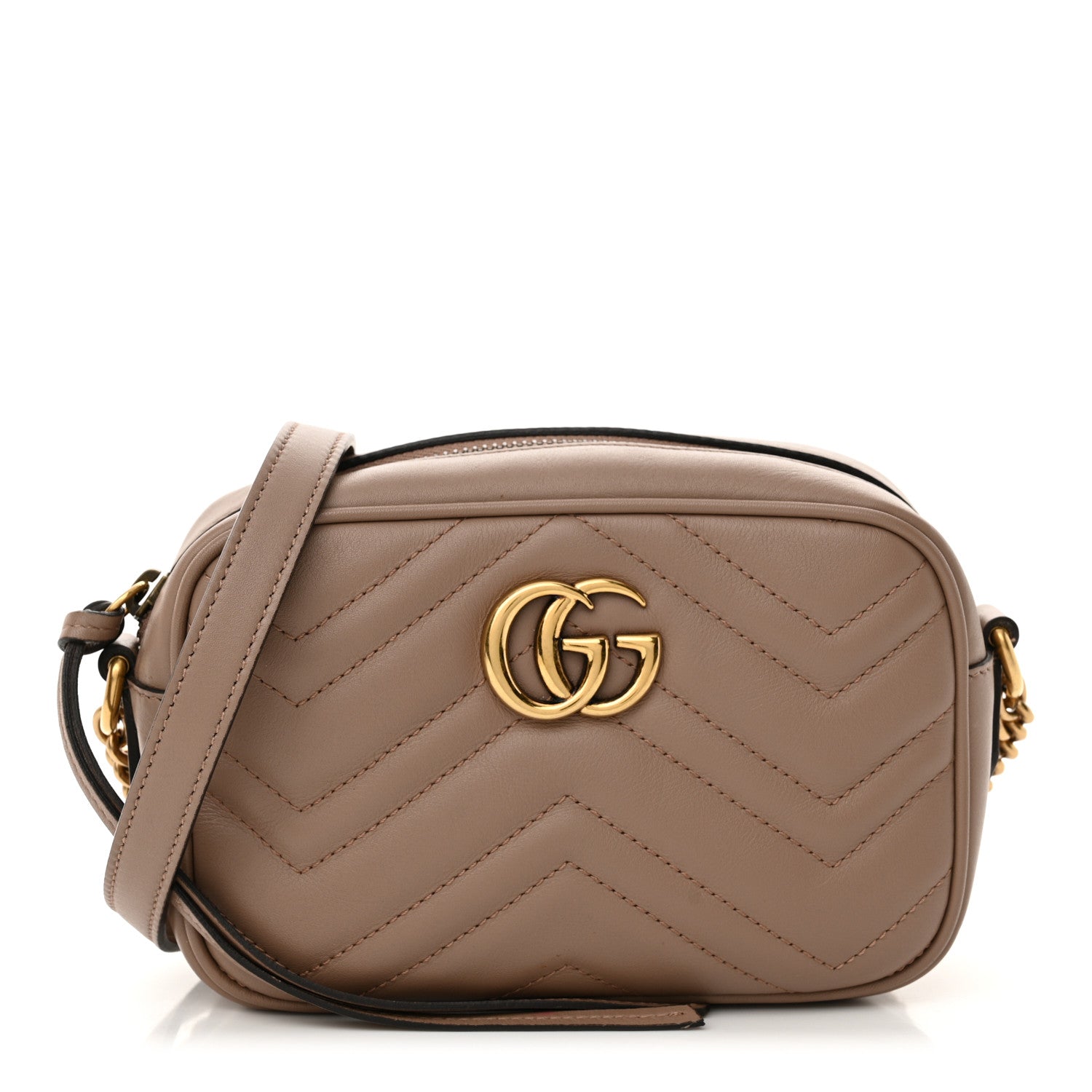 Gucci Calfskin Matelasse Mini GG Marmont Chain Shoulder Bag Porcelain Rose 1 of 12