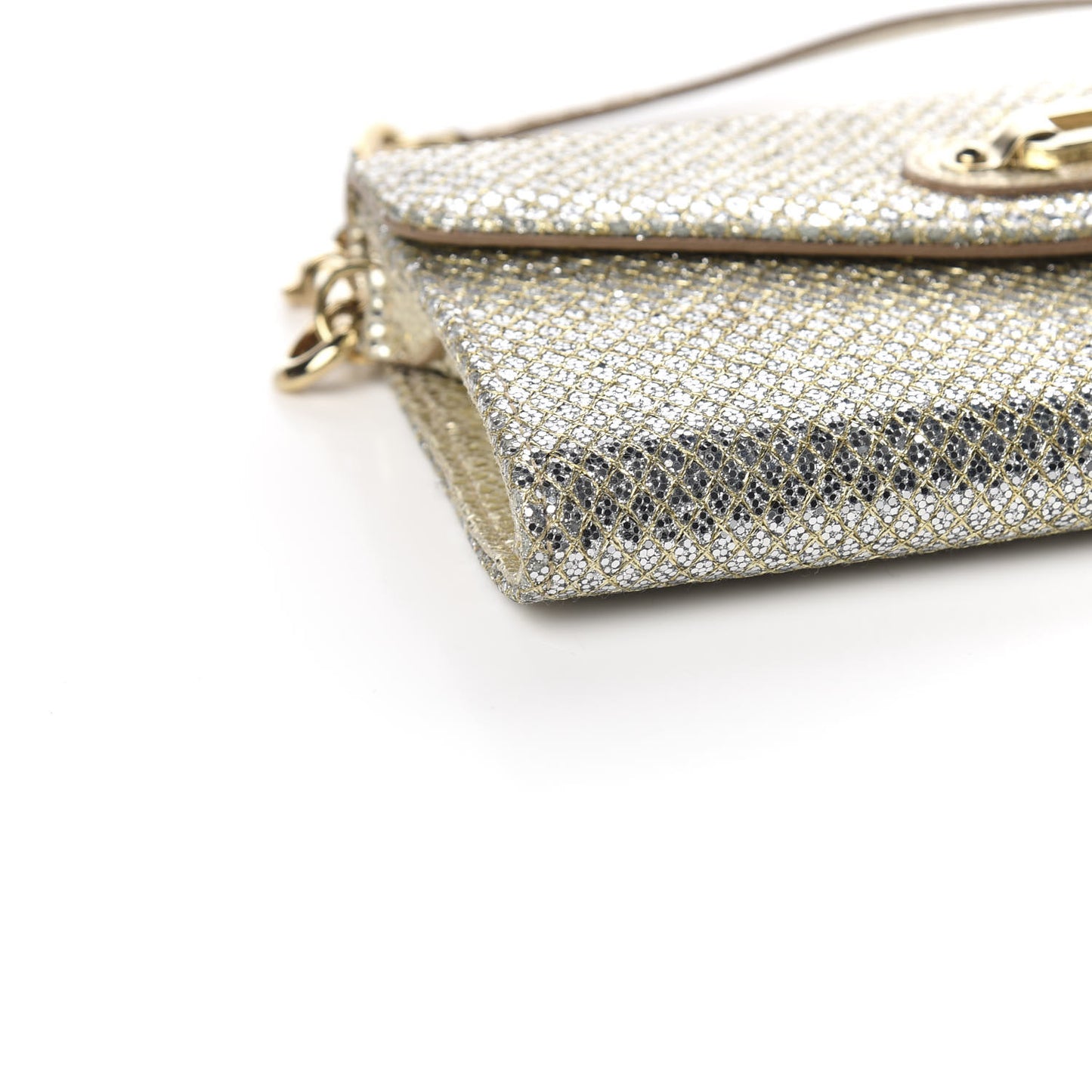 Glitter Fabric Large Riane Clutch Champagne