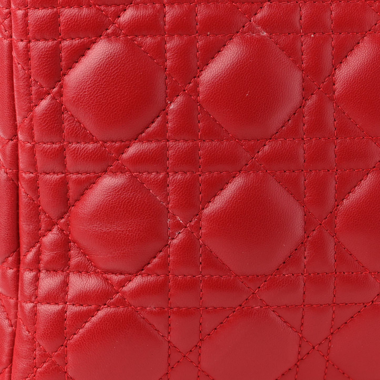 Lambskin Cannage Large Lady Dior Red