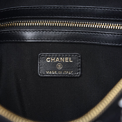 Chanel Tweed Quilted Medium Cosmetic Pouch Black Ecru White 5 of 7