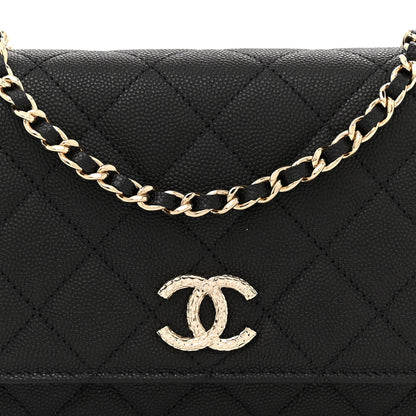 Chanel Caviar Quilted Studded CC Wallet on Chain WOC Black 8 of 11