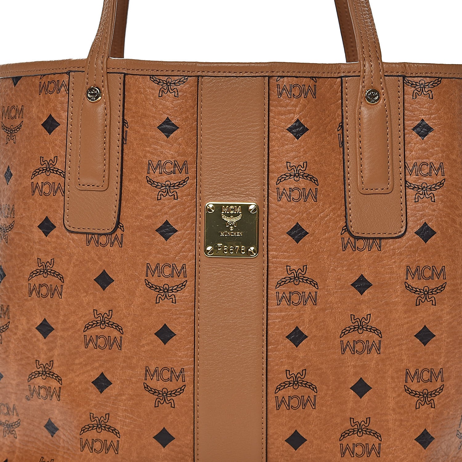 MCM Visetos Medium Liz Reversible Shopper Tote Cognac 13 of 13