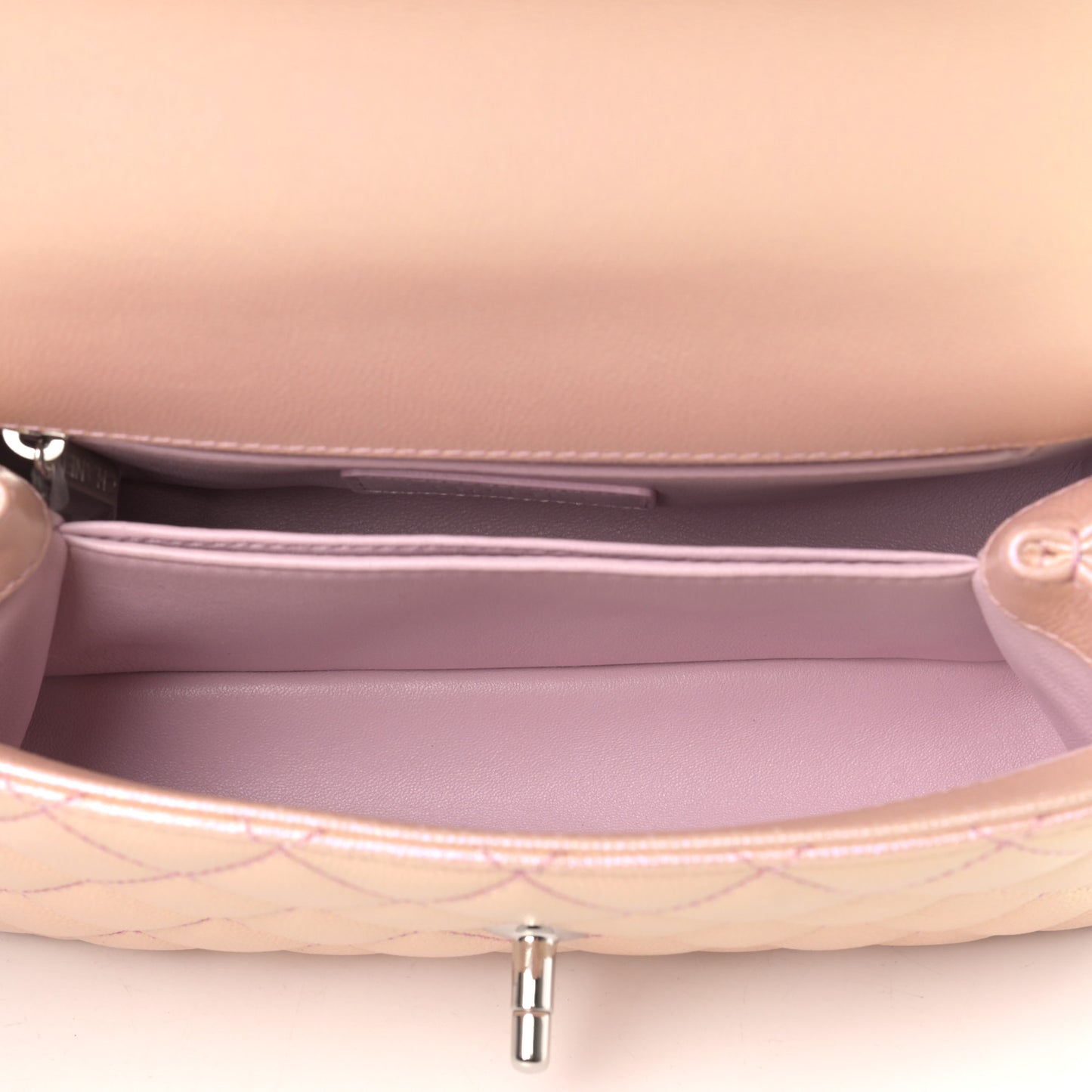 Iridescent Caviar Quilted Mini Coco Handle Flap Pink