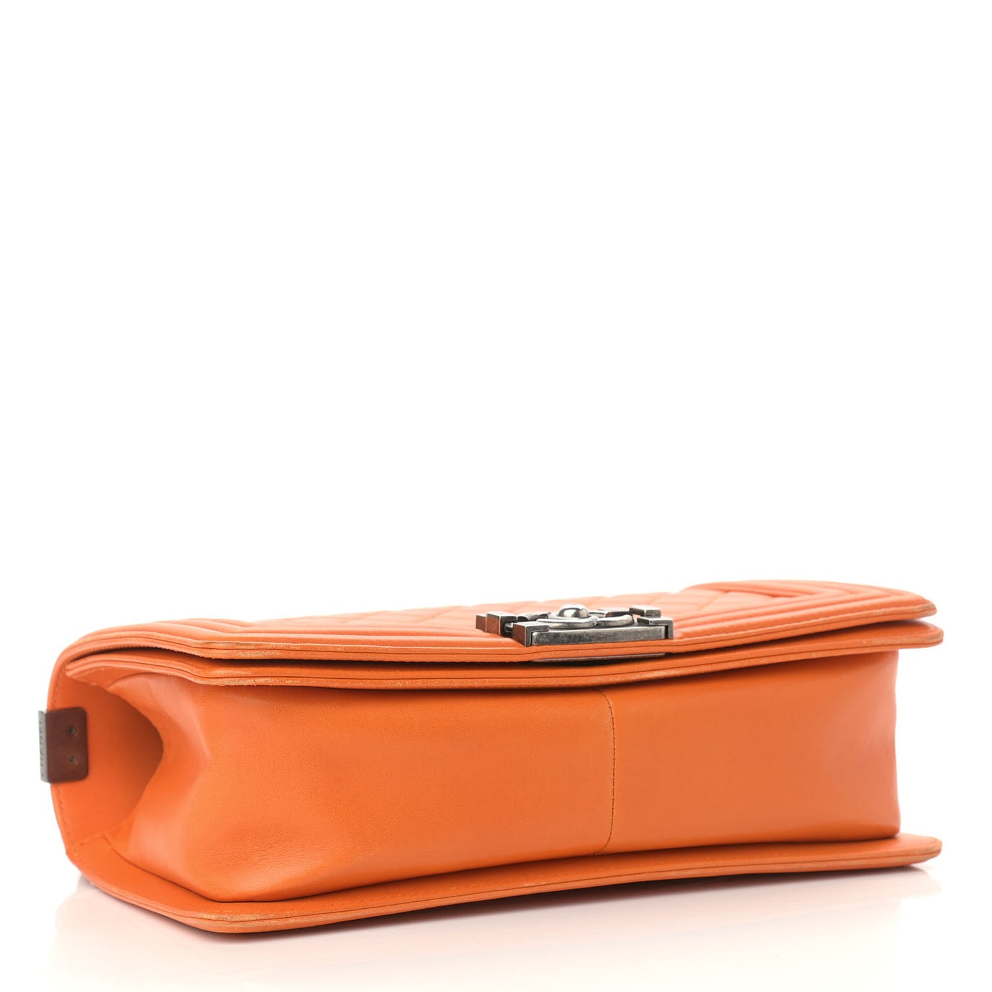 Lambskin Quilted Medium Boy Flap Orange