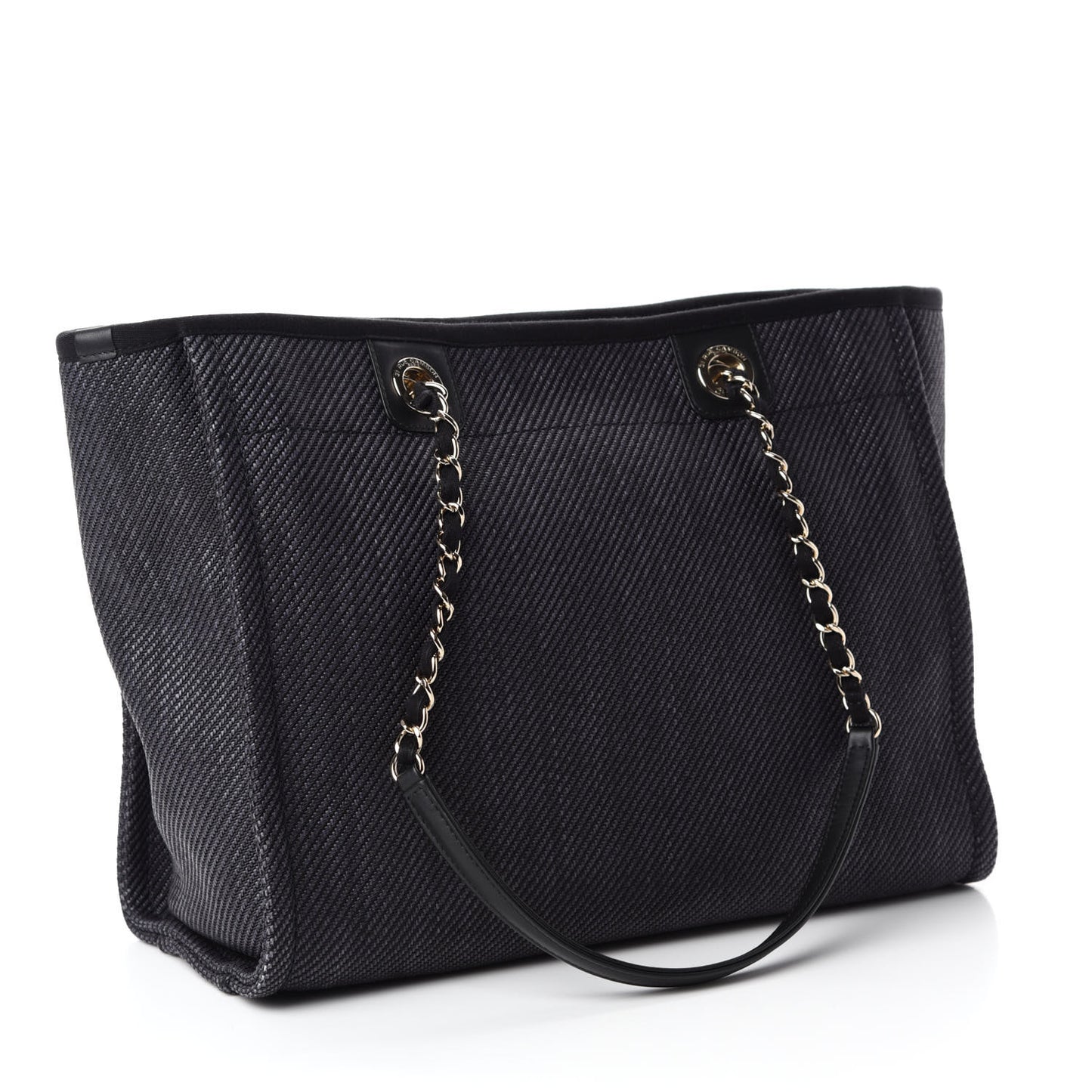 Mixed Fibers Calfskin Small Deauville Tote Black