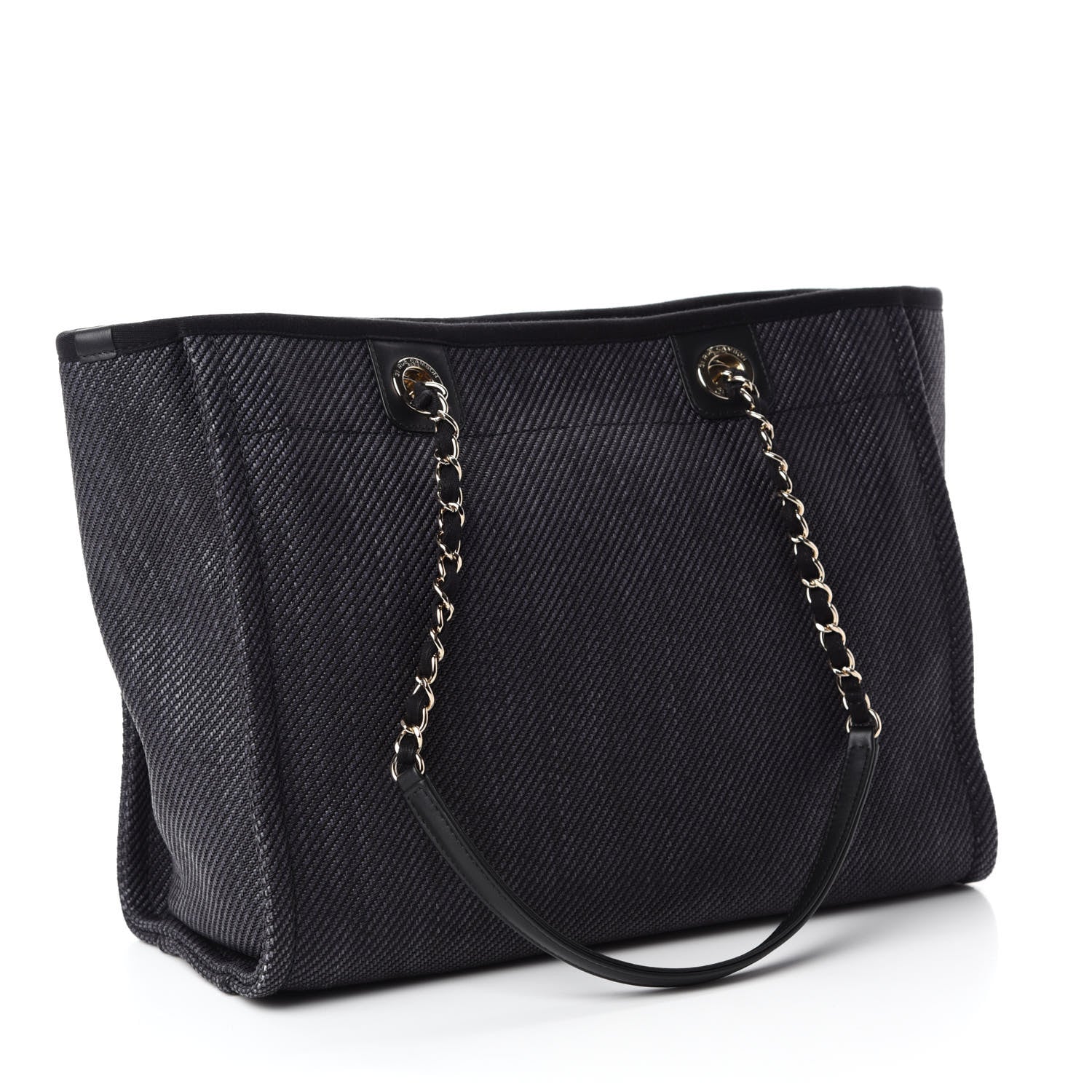 Chanel Mixed Fibers Calfskin Small Deauville Tote Black 3 of 11