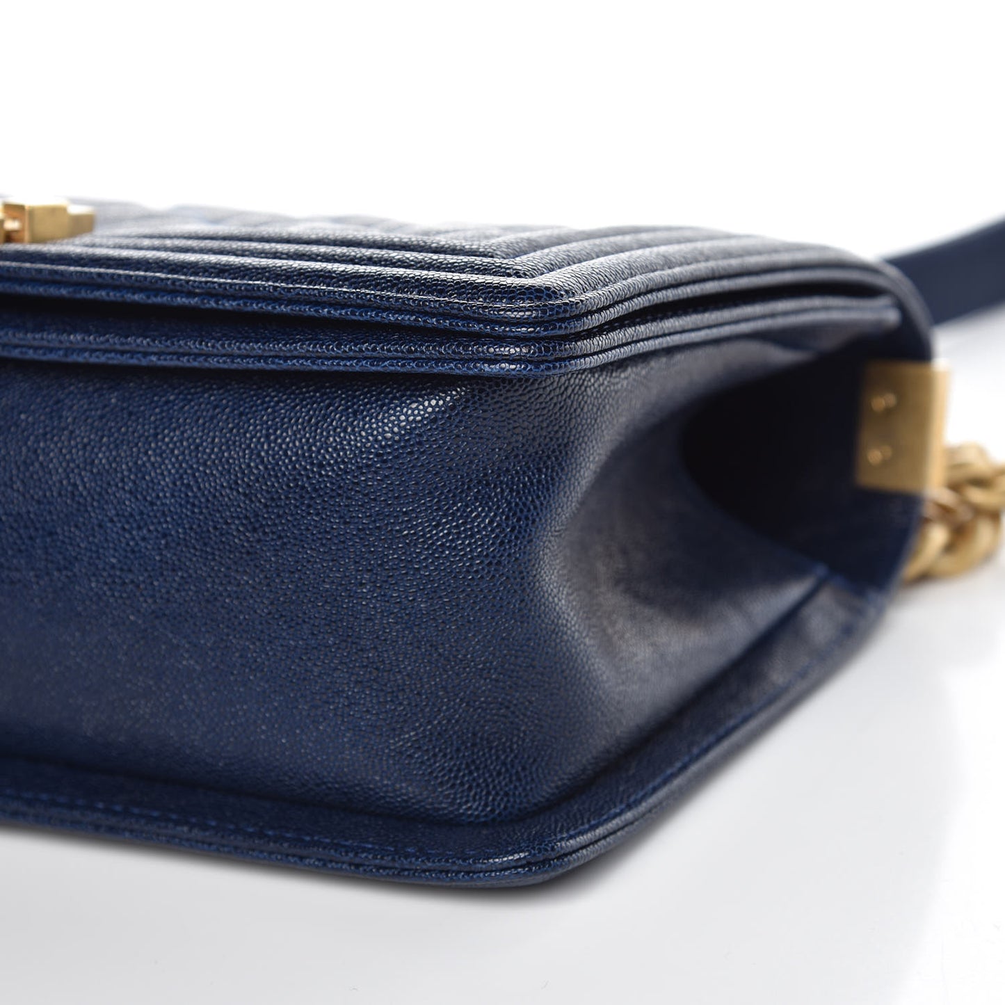 Caviar Quilted Medium Boy Flap Dark Blue