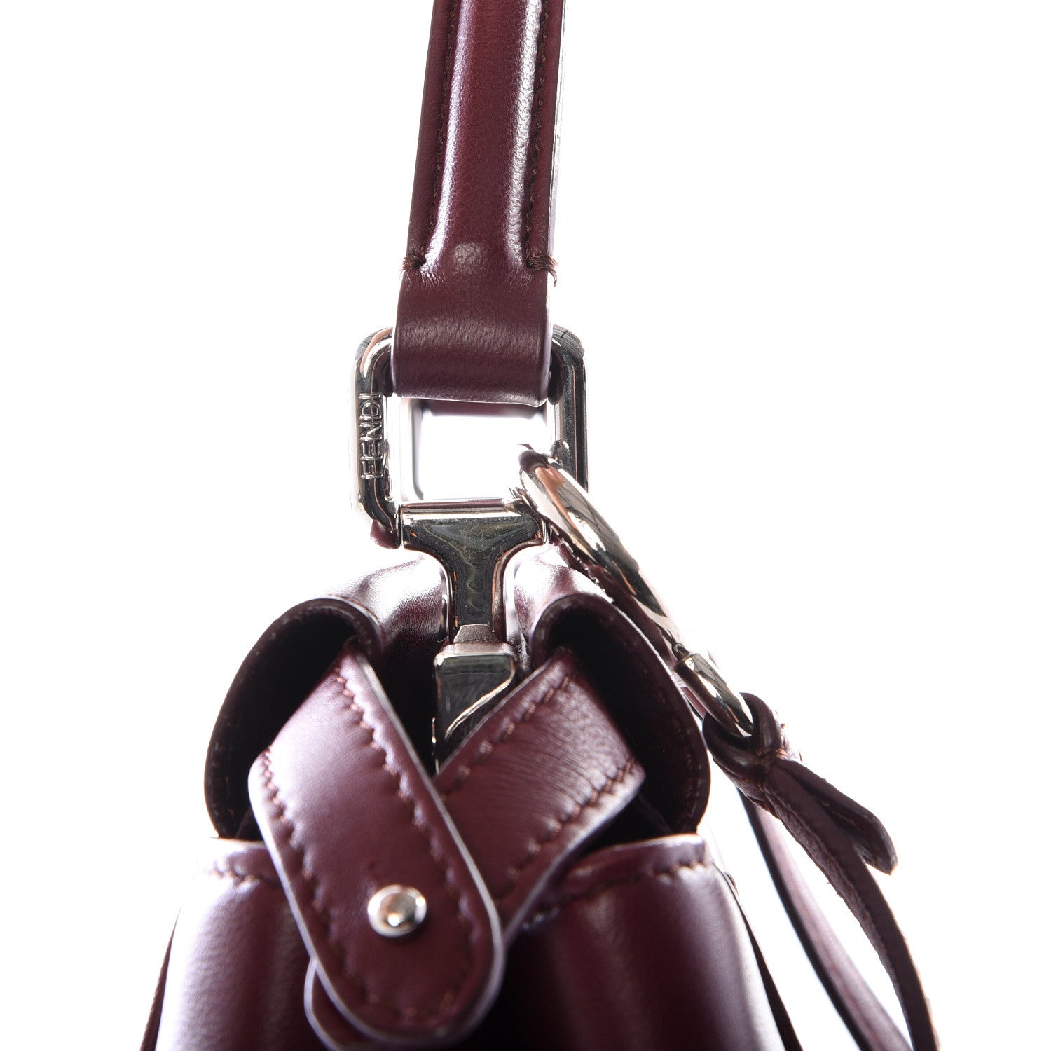 Fendi Nappa Mini Peekaboo Iconic Satchel Bordeaux 9 of 13