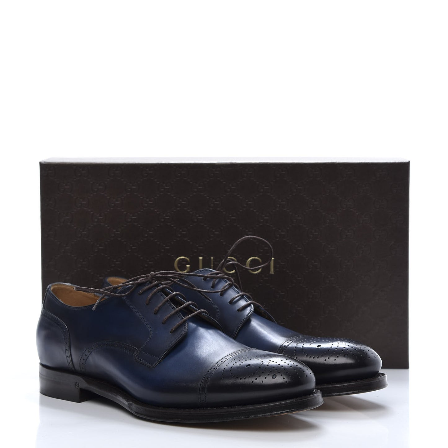 Calfskin Mens Boss Whipstitch Oxfords 9 Blue