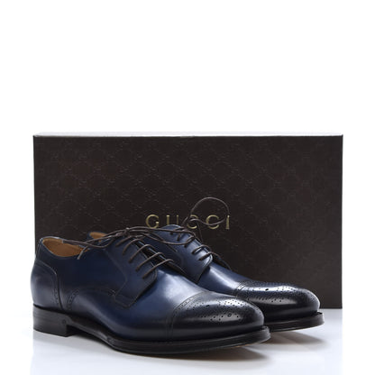 Gucci Calfskin Mens Boss Whipstitch Oxfords 9 Blue 8 of 8
