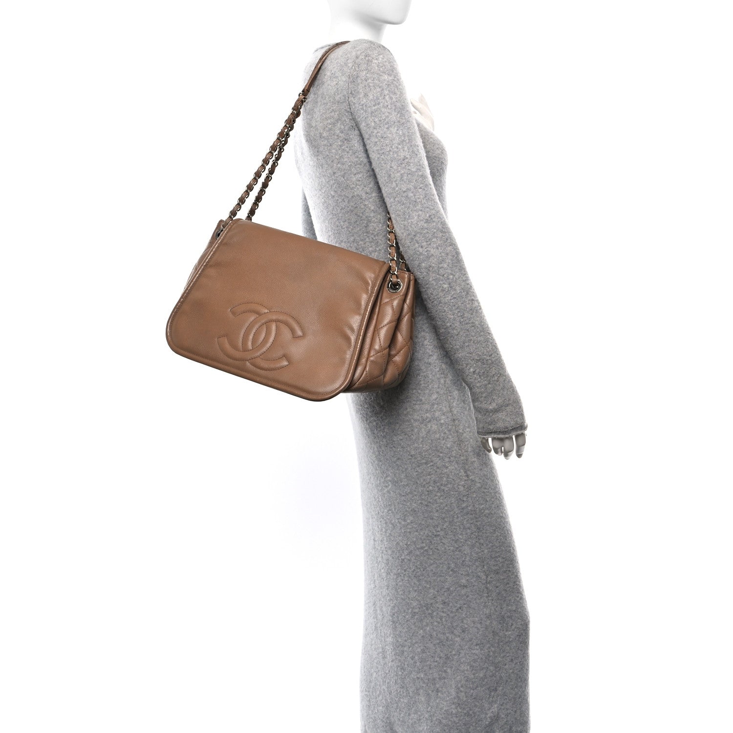 Chanel Caviar Timeless CC Accordion Flap Beige 2 of 11