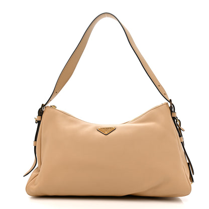 Prada Soft Calfskin Large Aimée Shoulder Bag Travertine 1 of 10
