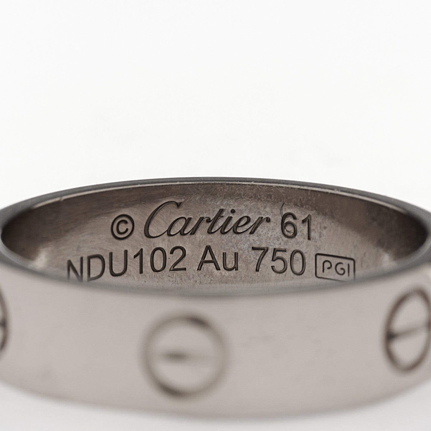 Cartier 18K White Gold 5.5mm LOVE Ring 61 9.75 4 of 5
