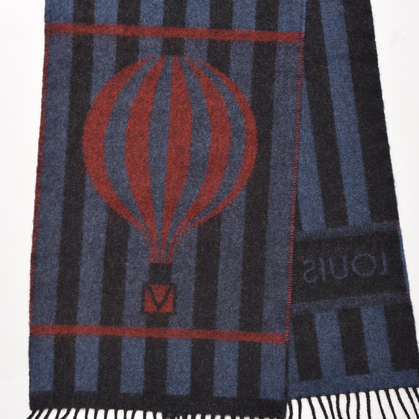 Wool Angora Stripe Muffler Hot Air Balloon Scarf Black Blue Red