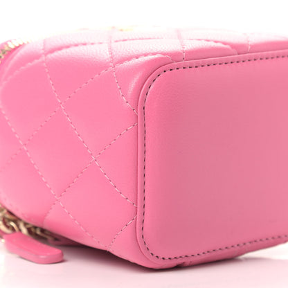 Chanel Lambskin Quilted Pearl Crush Mini Vanity Case With Chain Pink 8 of 10