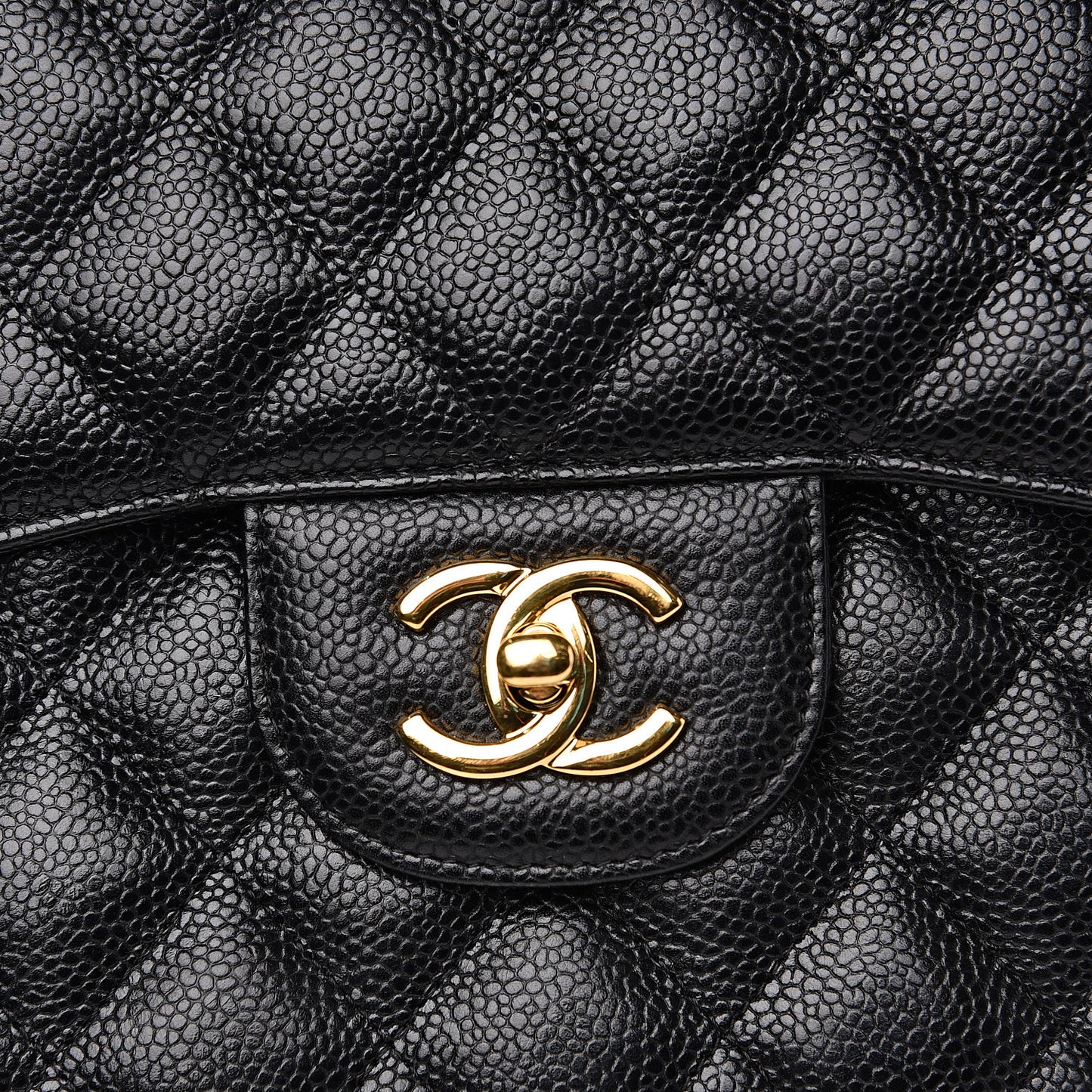 Caviar Quilted Jumbo Double Flap Black