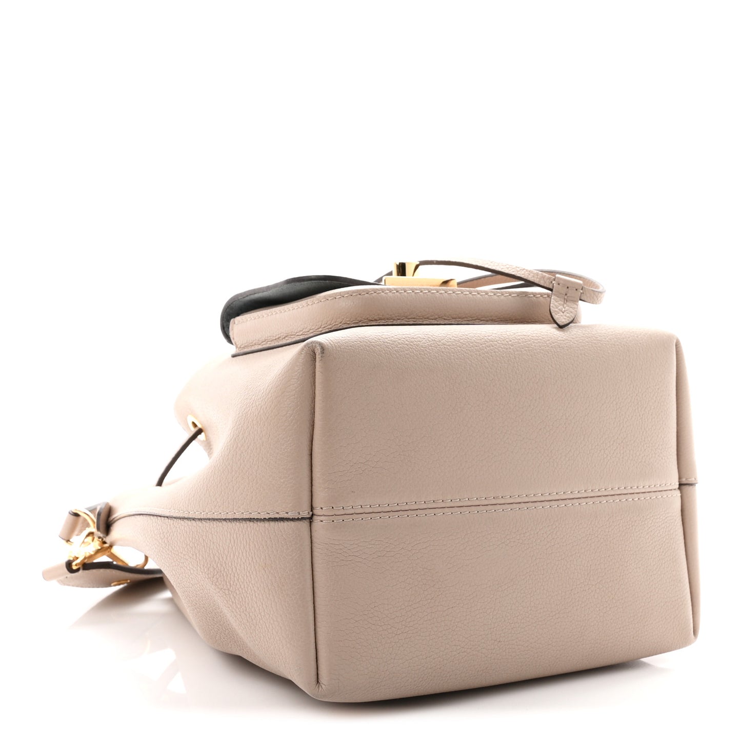 Calfskin Lockme Bucket MM Greige