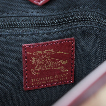 Burberry Haymarket Check Small Northfield Tote Burgundy 9 of 9