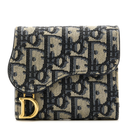 Christian Dior Oblique Saddle Lotus Wallet Blue 1 of 8