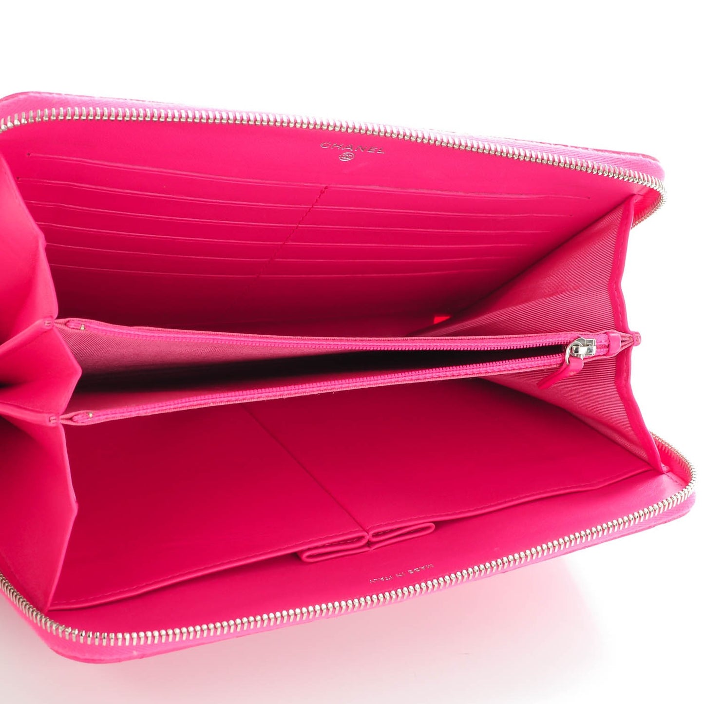 Lambskin Quilted Zipped Clutch Dark Pink