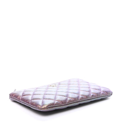 Chanel Iridescent Lambskin Quilted Cosmetic Case Purple 4 of 10