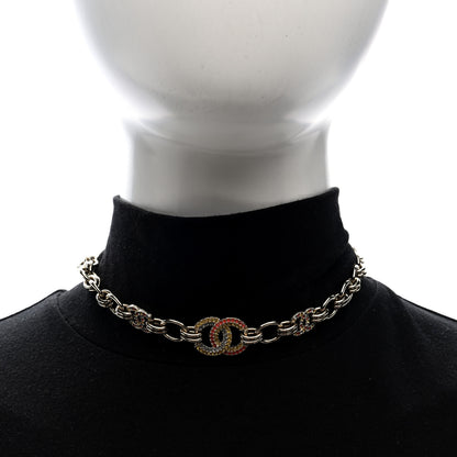 Chanel Crystal Chain CC Choker Necklace Gold Multicolor 2 of 5